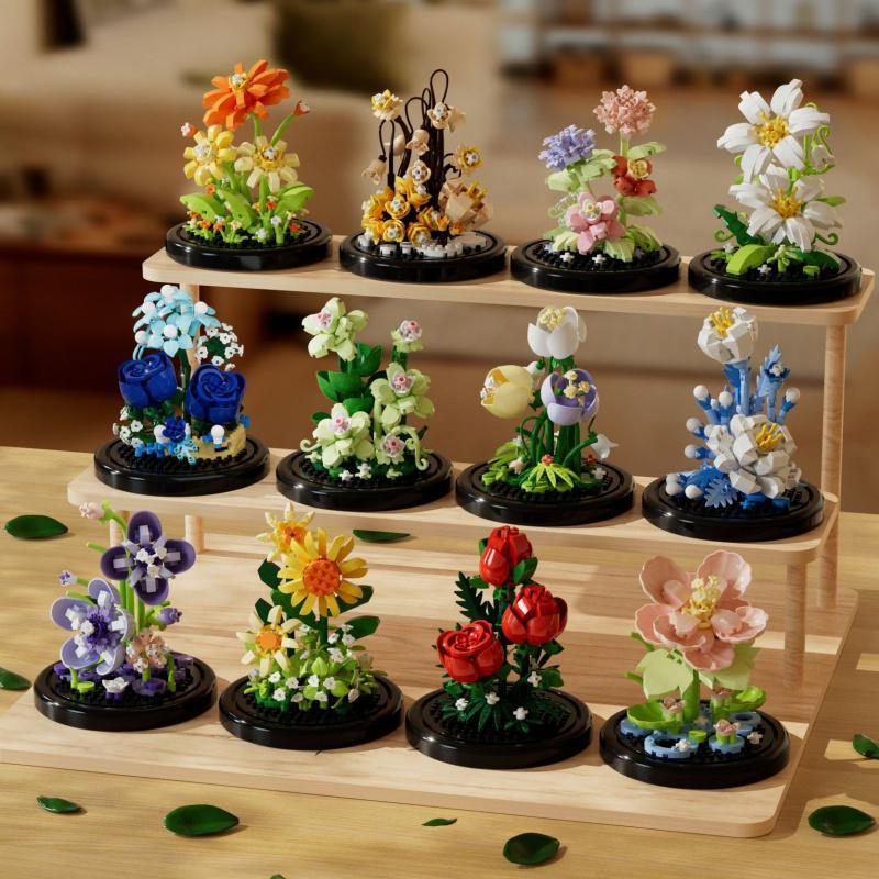 Product Introduction of Flower Building Blocks, 1 Count Flower Building Blocks with Display Box, Realistic Flower Assembly Toy, Building Toys for Teenager 5