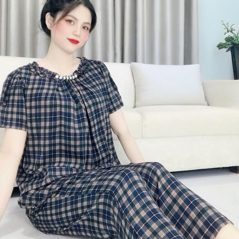 Đồ Bộ 9 Tấc Cổ Ngọc Trai Vải Lụa Mango Size 48-72 kí