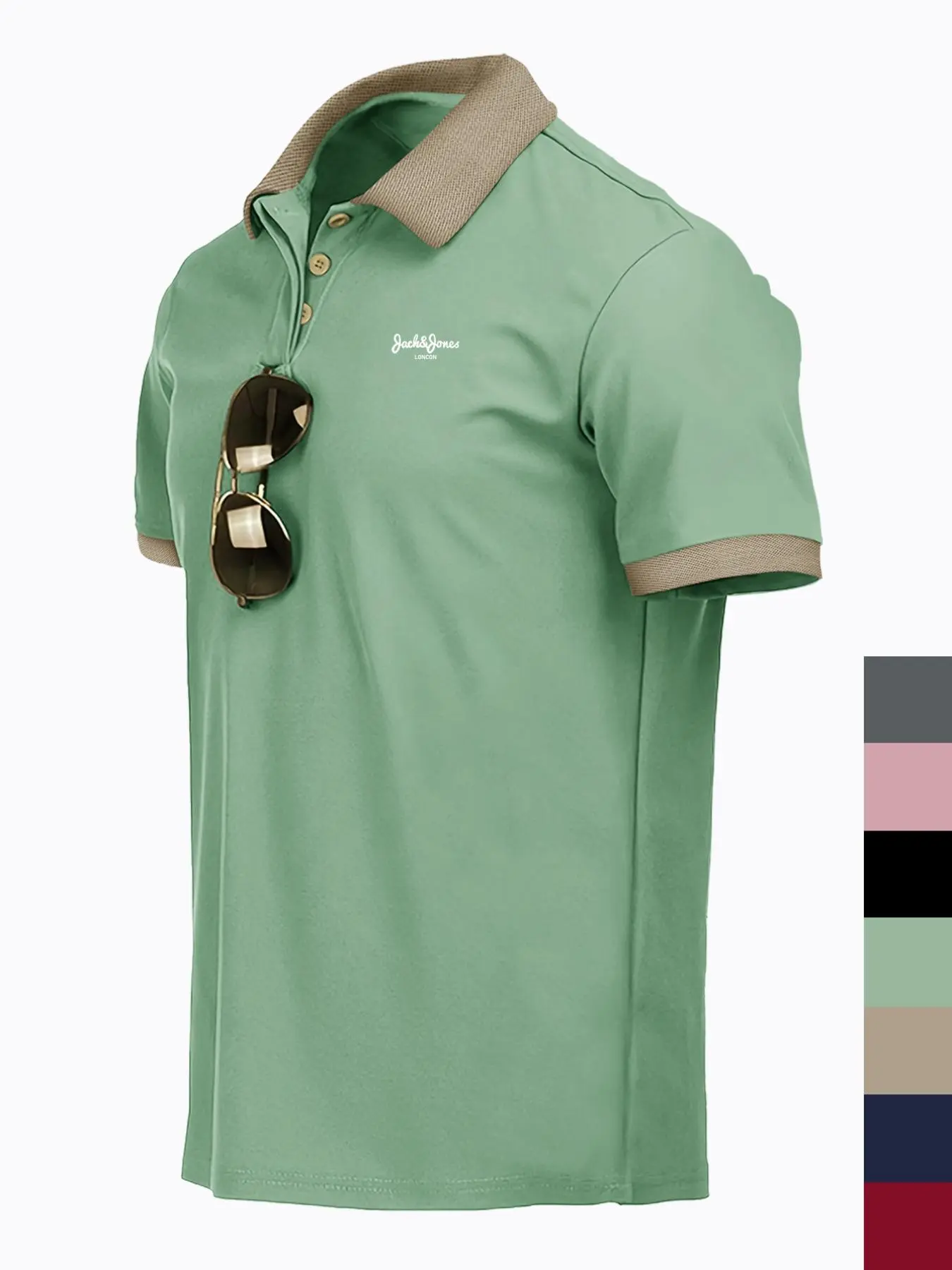 Men's Colorblock Polo Shirt, Regular Fit Casual Short Sleeve Collared Top for Summer, Fashion Men's Clothes for Daily Wear, Tropical
