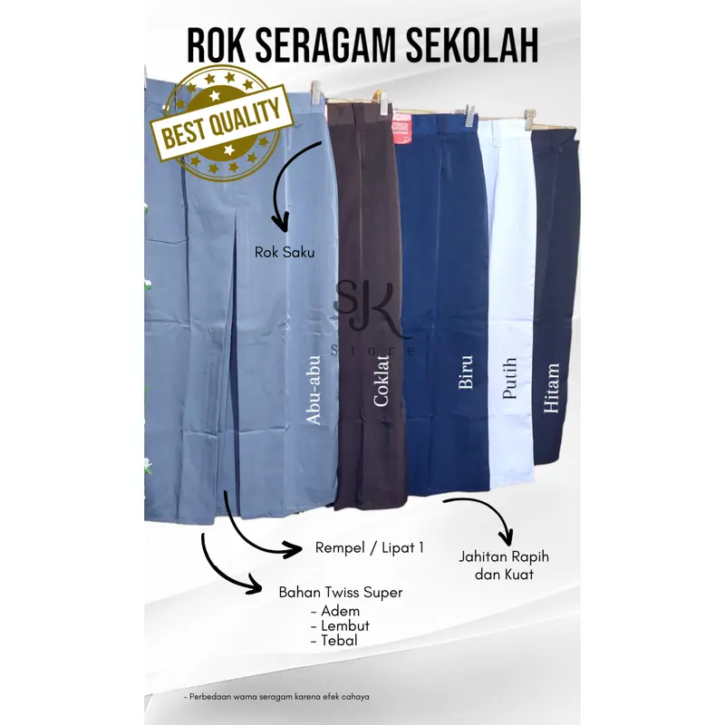 Rok Panjang Span / Lipat Satu Seragam Sekolah SMP dan SMA Kain Hightwis Licin Nyaman 0