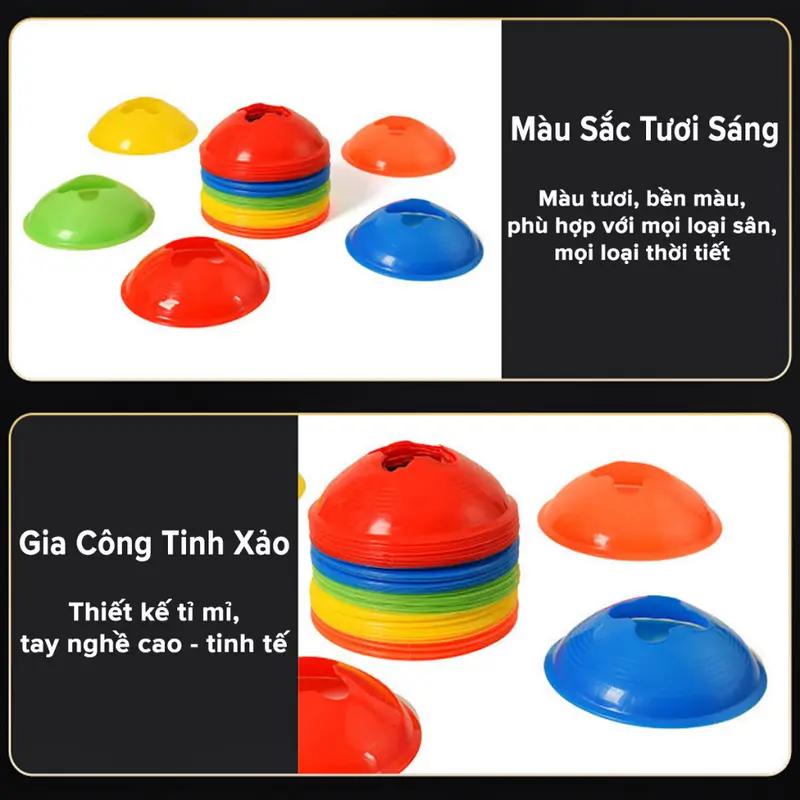 Nấm Tập Chiến Thuật Bóng Đá, Cone, Vật Cản Chướng Ngại Vật Tập Trượt Patin Cao 5cm Chọn Màu – Hãng miDoctor 7