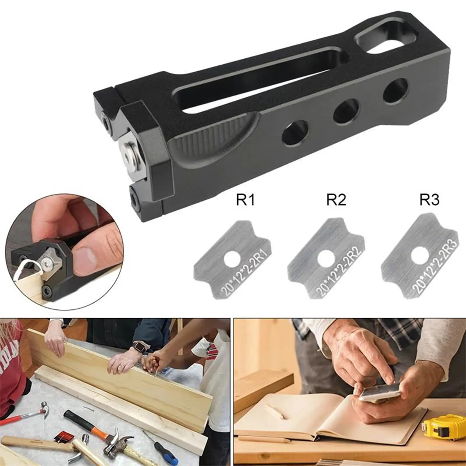 Htfrnpo Woodworking Edge Trimmer Deburring Tool Anti-slip Design Easy to Carry Portable Reusable Chamfer Plane Edge Banding Trimmer