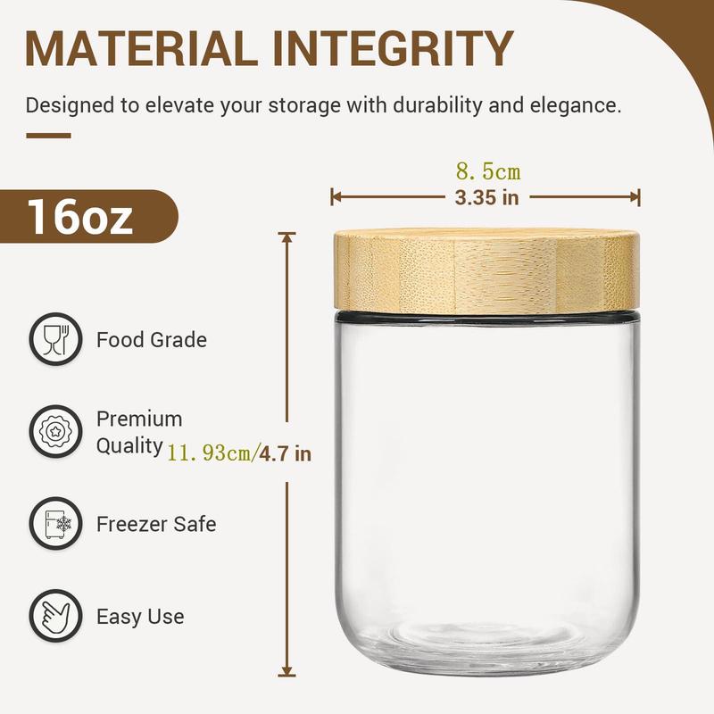 Glass Jar with Airtight Lid, 4 Counts/set Overnight Oats Salad Jar, Food Storage Container for Snacks Yogurt Spice Sugar 1