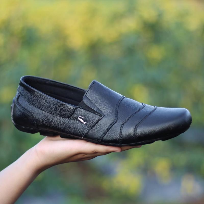 Sepatu Slip On Crocodile Kulitr Asli Pria Trendy Terbaru Termurah Kasual Black Coklat Hitam Flat Shoes 3