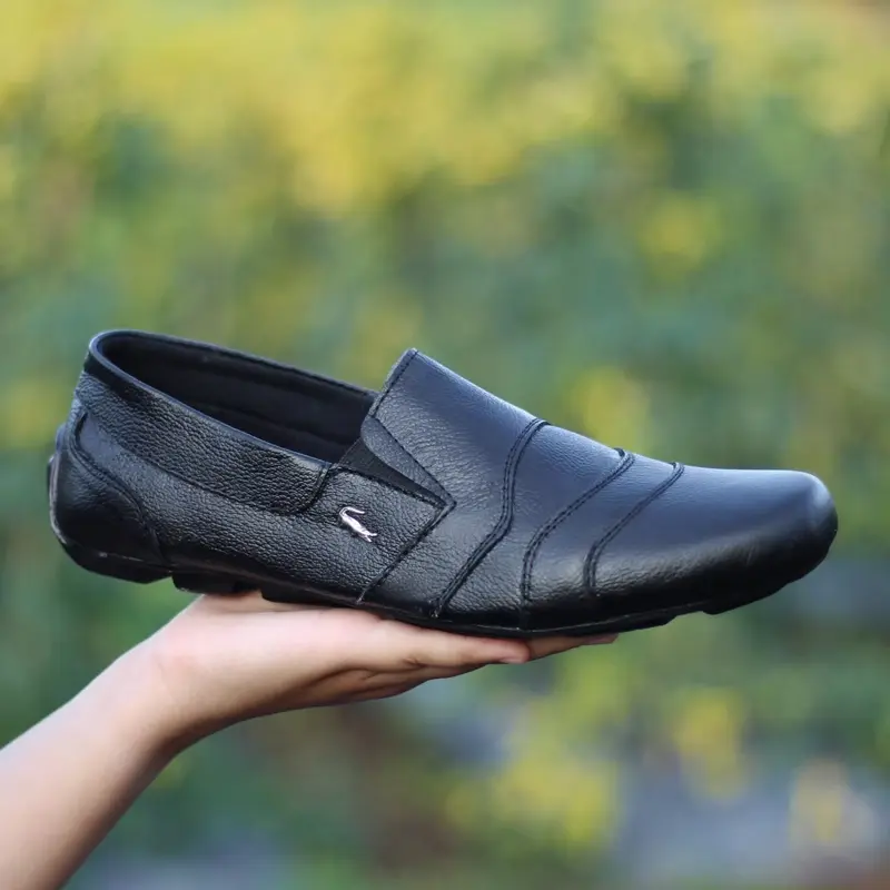 Sepatu Slip On Crocodile Kulitr Asli Pria Trendy Terbaru Termurah Kasual Black Coklat Hitam Flat Shoes 3