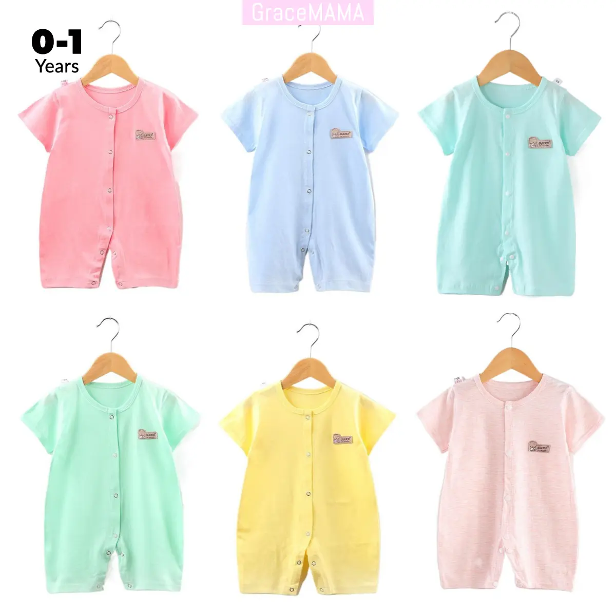 0-12 Months 1PCs Solid Color Cotton Short Sleeve Baby Boy Girl Bodysuit Baby Infant Kids Clothes 8 Color