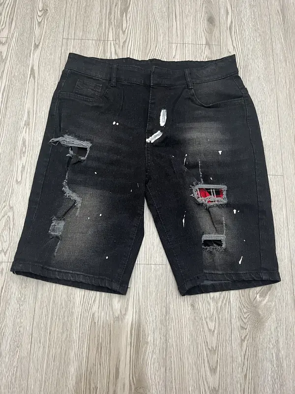 QS230 Quần Short Jean Nam Rách 2 Bên- Chất Jean Co Dãn Nhẹ Phối Đồ Phong Cách QS230 Menswear 3