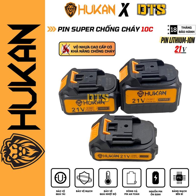 [Hàng chính hãng] Pin HUKAN SUPER 21V dòng xả 10C (5cell - 15cell) Mạch 4 mosfed | Vỏ ABS chống cháy, Chống va đập, Chân pin phổ thông M21