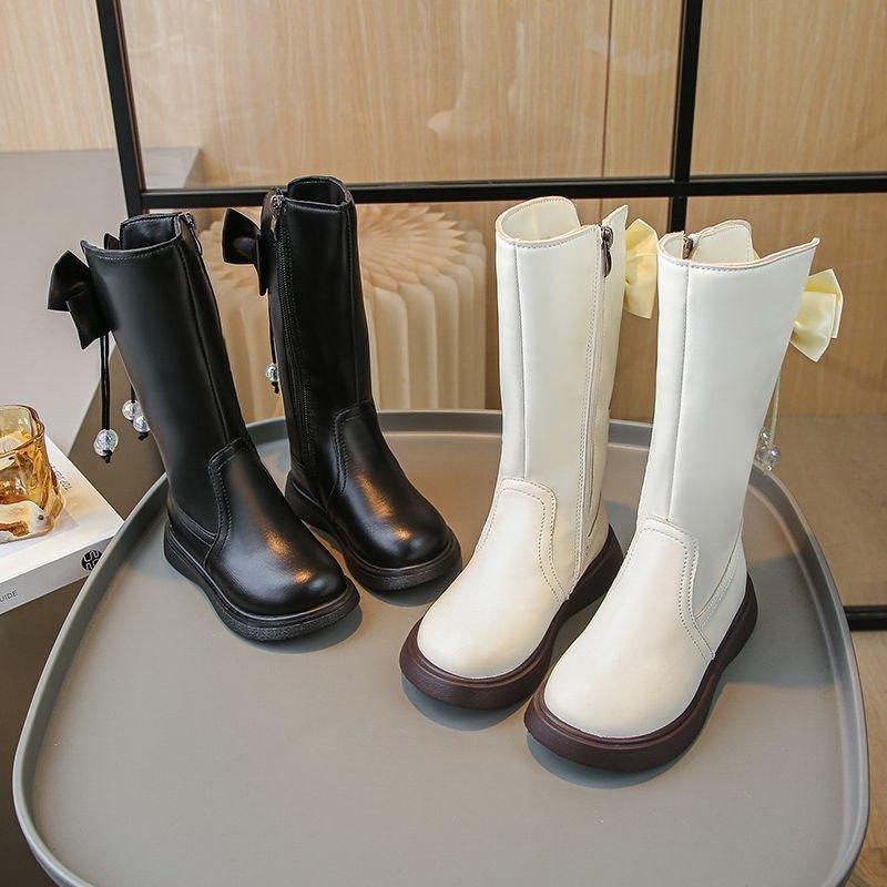  Giày Boot Đùi Nơ Lót Lông Cho Bé Gái Siêu Điệu form bé  