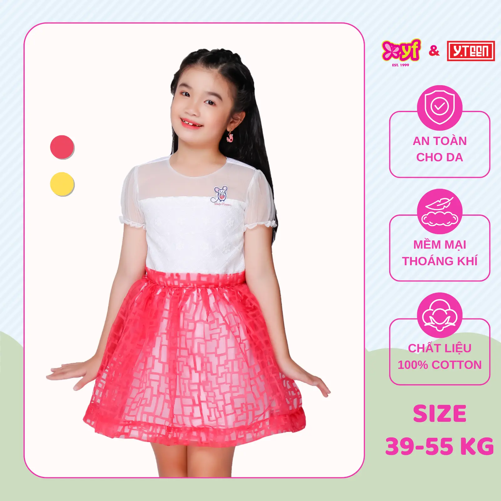 Đầm Xòe Công Chúa Cho Bé Phối Lưới 9DX563