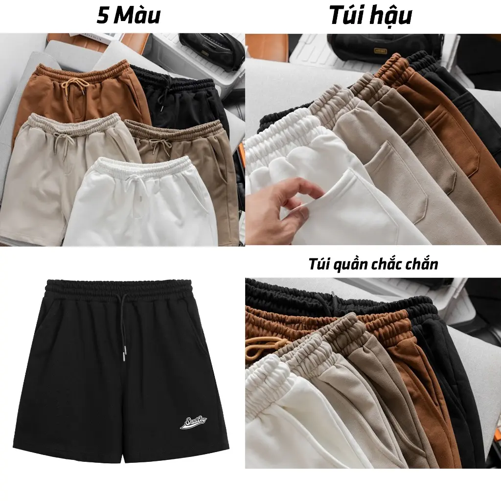 Quần Short Nam Logo Snailey Nỉ Chân Cua Cao Cấp