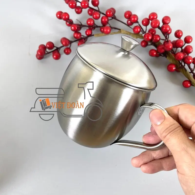 V- Ca cốc Inox có nắp/ Ly inox có nắp đậy uống nước, tách uống trà, cà phê inox sus 304 700ml/ ca thẳng inox 304 nh cốc  sứ 5