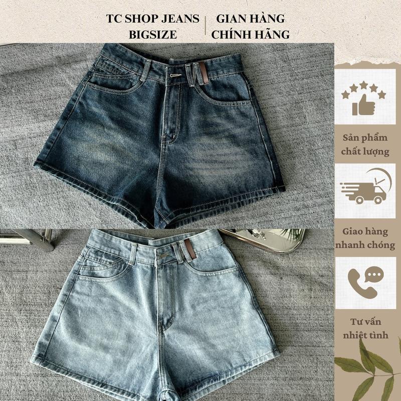 TCSHOPJEANS Quần Short Jeans Trơn Nữ Bigsize Lưng Kiểu Basic Đậm Nhạt ms 1109