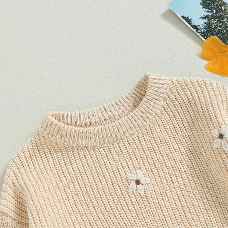 Product Introduction of Baby Girl Sweater, Long Sleeve Crew Neck Flower Winter Warm Knit Pullover Sweater Infant Clothes 48