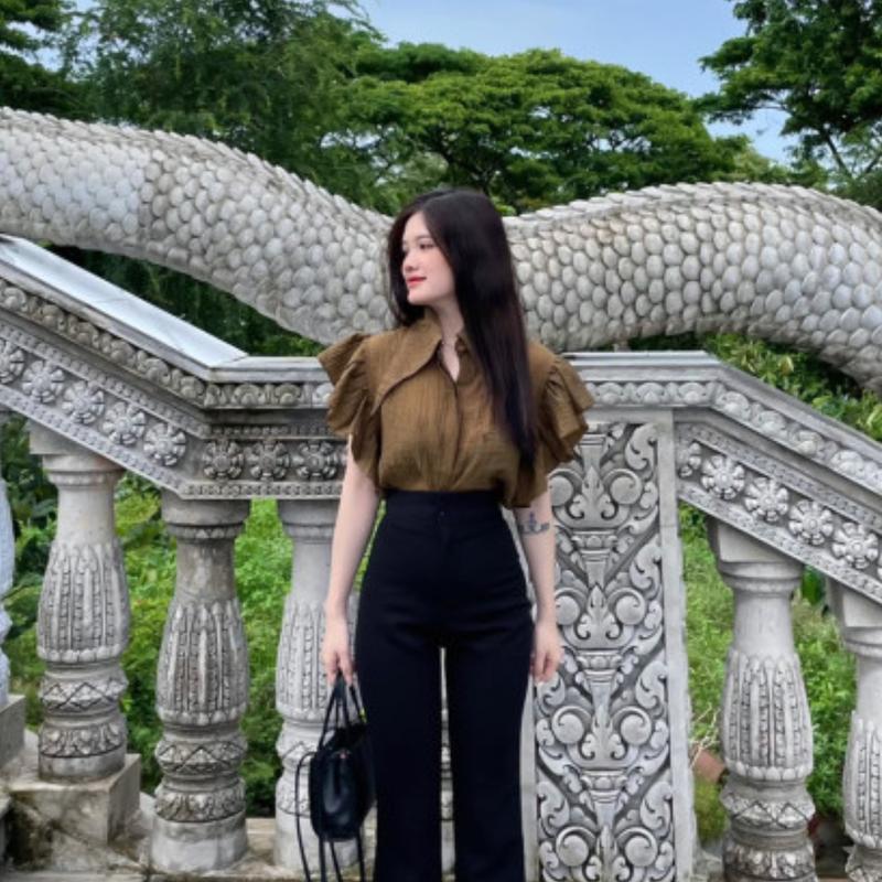 Áo kiểu nữ , áo kiểu dáng babydoll tay bèo PLA178