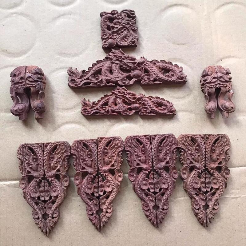 Bộ hoa văn gỗ cẩm 15ct cho lồng khuyên hút mật chim hút mật ống thuỷ tinh