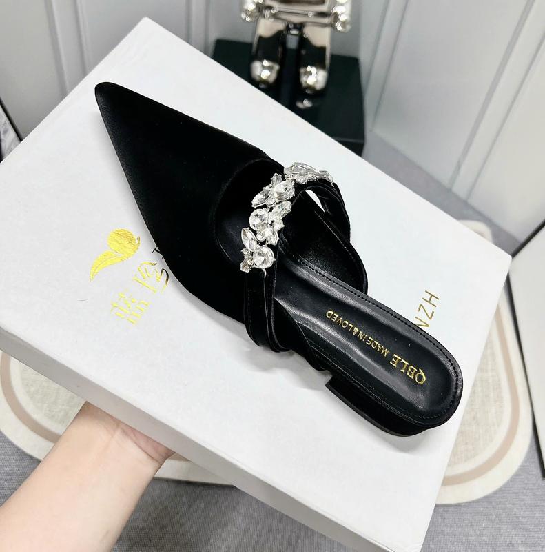 Sục mũi nhọn bản quai đá chất da nhung đế 2cm - Giày dép nữ - Sục,giày hở gót