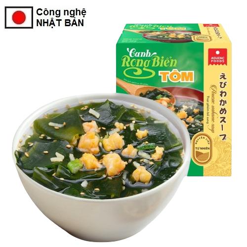Hộp 10 Gói Canh Rong Biển Asuzac Vị Tôm Dinh Dưỡng Ăn Liền Công Nghệ Sấy Thăng Hoa Nhật Bản