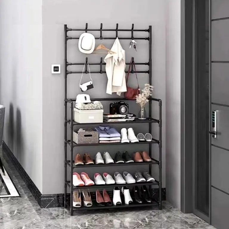 KỆ GIÀY DÉP 4-5 tầng thông minh kèm móc treo đồ tiện lợi, ( KHÔNG LẮP CHE ) 1