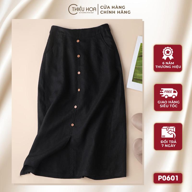  Chân váy Linen Nữ Trung Niên Dáng suông Công Sở Trẻ Trung thương hiệu Thiều Hoa P0601 