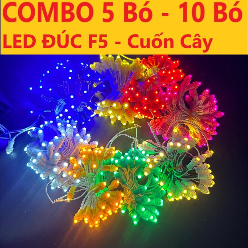 COMBO 5 Bó 10 Bó LED Cuốn Cây đúc F5 đế 9mm,chống nước điện áp 12 Vol ,trang trí nhà,cuốn cây , biển quảng cáo