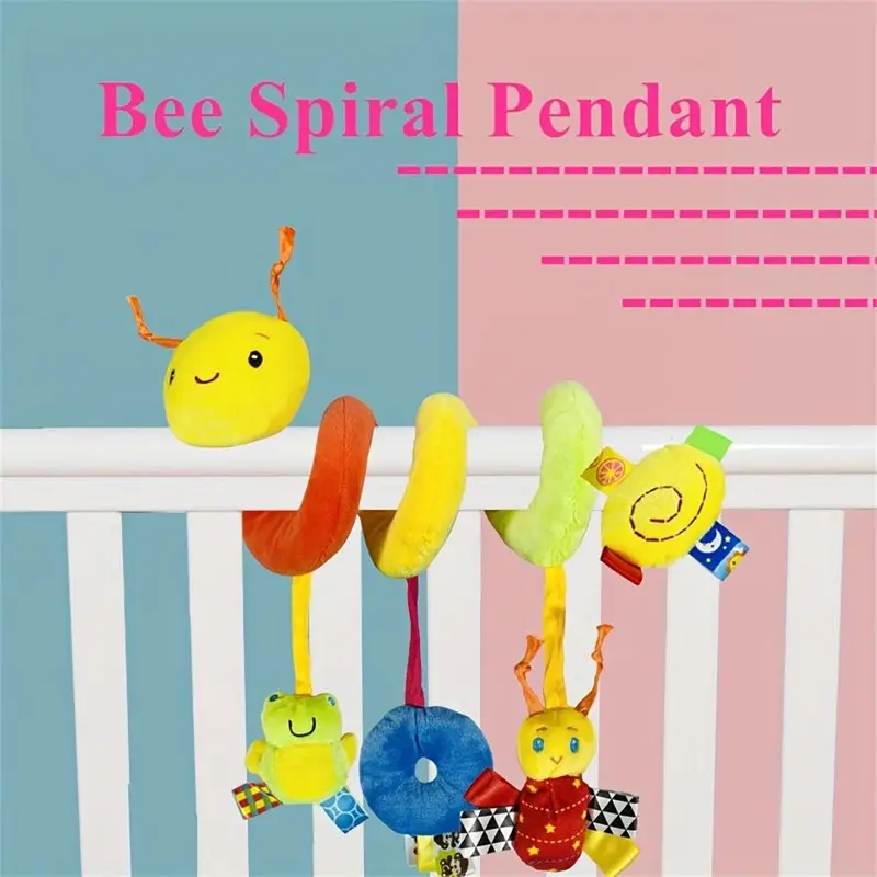 Spiral Plush Caterpillar Design Car Seat Toy, Cute Hanging Stroller Toy, Baby Car Seat Hanging Toy, Baby Toys, Car Seat Accessories 2