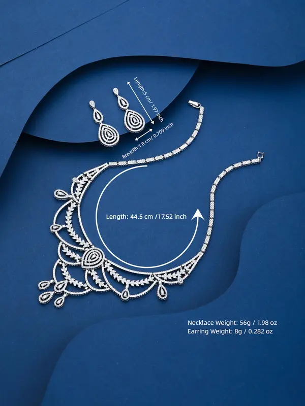 Elegant Artificial Gemstone Decorated Necklace & Dangle Earrings, Fashion Jewelry for Party, Daily Decor, Trendy All-match & Exquisite Jewelry for Birthday Gift 1