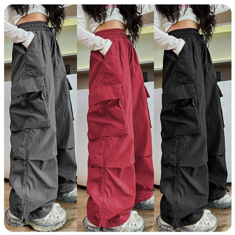 Girls' Overalls Long Pants 2024 Summer New Children and Teens Casual Pants Loose Street Sports Elastic Waist Long Pants