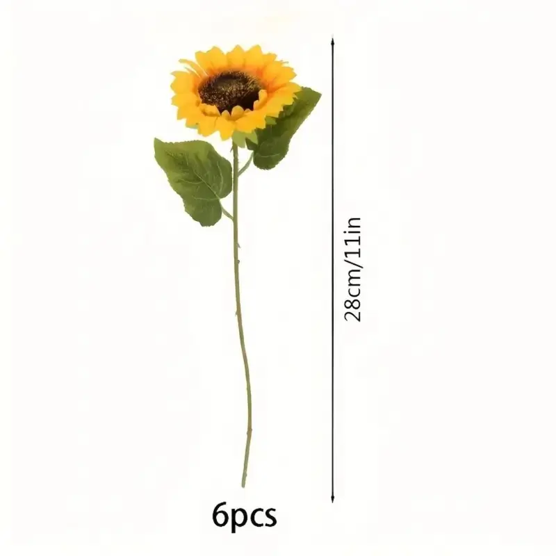Artificial Sunflower, 6pcs Faux Sunflower, Decorative Flower for Home Party Wedding, Home Decor Supplies 1