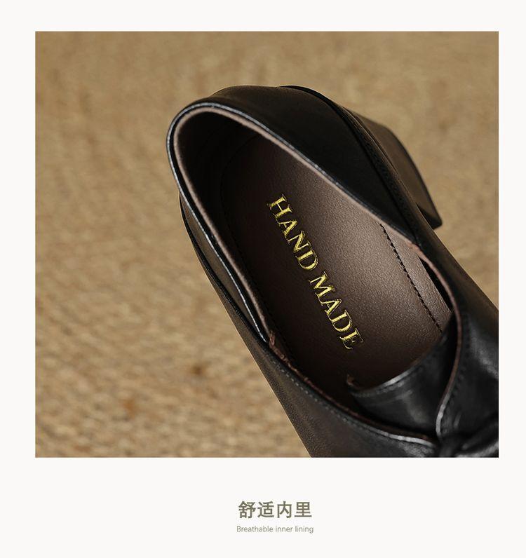 Product Introduction of Leather women's shoes fashion matching single shoes thick heel loafers inside and outside the full head layer of sheepskin Footwear Girl Comfort Closed Active 15