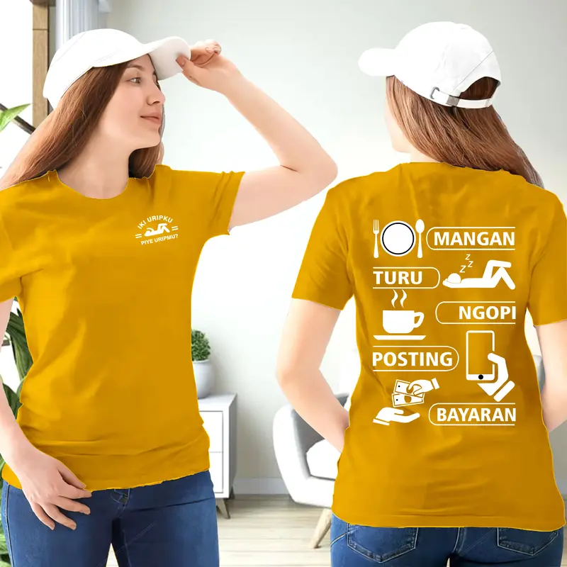 kaos kata-kata MANGAN TURU NGOPI POSTING BAYARAN Bahan cotton combet,Atasan Pria wanita Harian viral kekinian,T-shirt Distro Nyaman di pakai 2