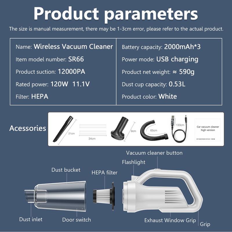 Product Introduction of Mini Portable Cordless Vacuum Cleaner for Bed Home Car, SG 12000PA, Handheld, Wet and Dry 20