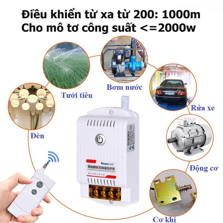 Bộ Công Tắc Điều Khiển Từ Xa 220v Honest HT-9220KG 40A-1Km Công Suất 40A/220V bật tắt máy bơm nước máy rửa xe 3