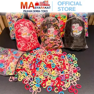 Masyarakat Pilihan Wuwenjin Ikat Rambut H916 Isi 200 Pcs Kunciran Rambut Anak Tali Rambut Elastis Model Donat Mini Warna Warni Bahan Karet Kain Elastis Cocok untuk Wanita dan Anak-anak Fashion Scrunchies