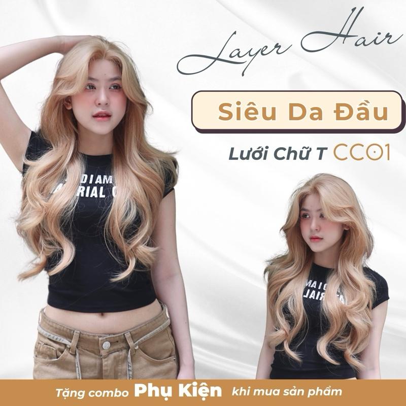 Tóc Giả Mỹ Nhi Da Đầu Lưới T CC01 60cm Xoăn Layer Mái Bay