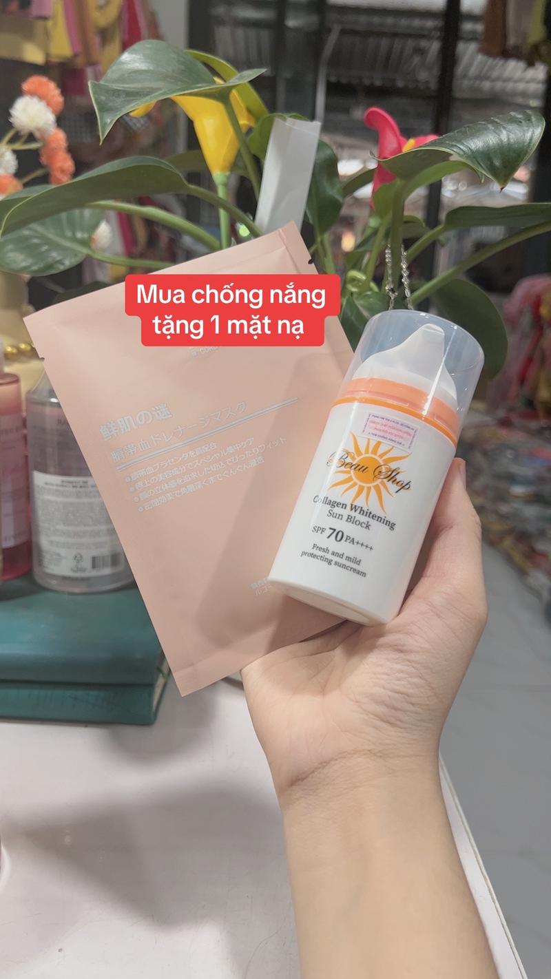 Product Introduction of Kem chống nắng BEAU SHOP colagen 70pa++++ ( TẶNG 1 MIẾNG MẶT NẠ ) 80g , chống nắng cho da mặt 1