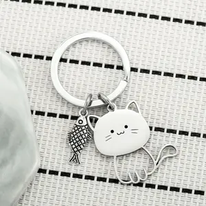 GK77 Gantungan Tas Kunci Kucing dan Ikan Cat and Fish Bag Keychain