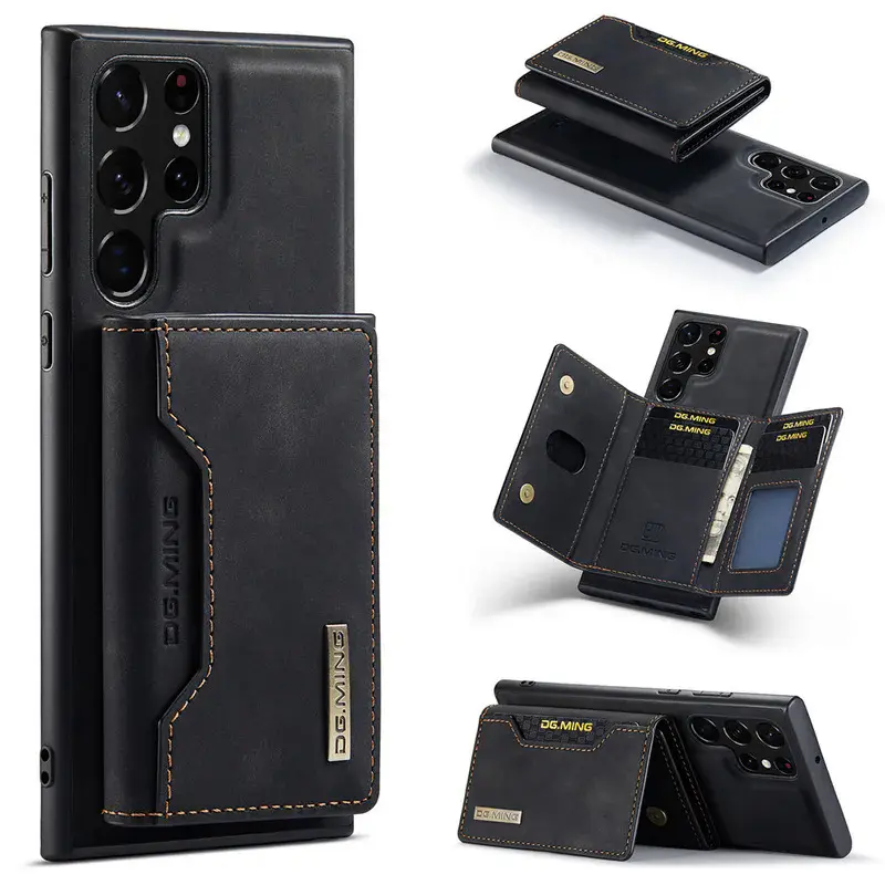 Sarung Kulit Magnetik Boleh Tanggal, Reka Bentuk 2 dalam 1, Saiz Poket, Sesuai untuk Samsung Galaxy S20, S21, S22, S23, S24, Ultra dan Plus FE, Sarung Dompet, dengan Pengapit Kad