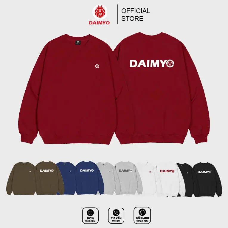 Áo Sweater Daimyo, Menswear, DAIMYO, Chất Nỉ 2 Lớp, Không Xù, Form Vừa, Unisex