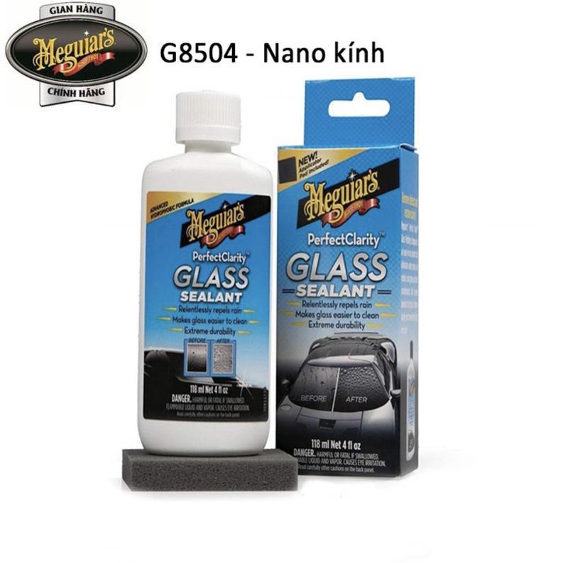  MEGUIAR'S Phủ Nano Chống Nước Chống Bám Đọng Nước Tạo Hiệu Ứng Lá Sen Trên Kính Ô Tô Lọ phủ ceramic kính đi đêm - Glass Sealant G8504 118ml 