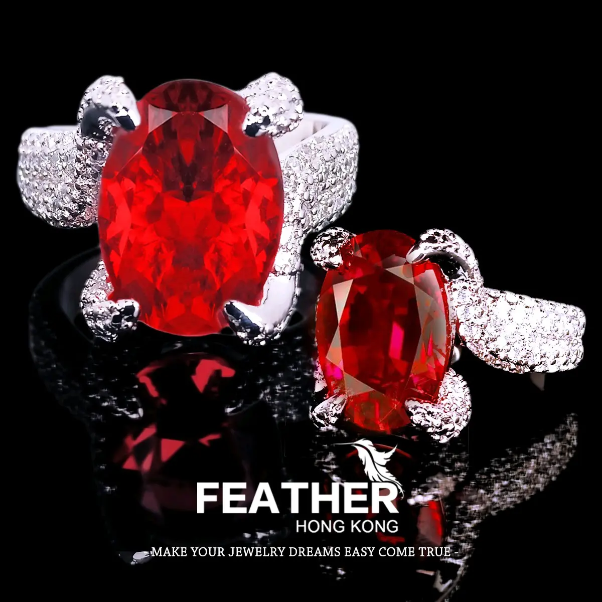 FEATHER HONGKONG - ( FREESIZE ) - KUALITAS TINGGI CUSTOM SENDIRI - CINCIN WANITA Rings