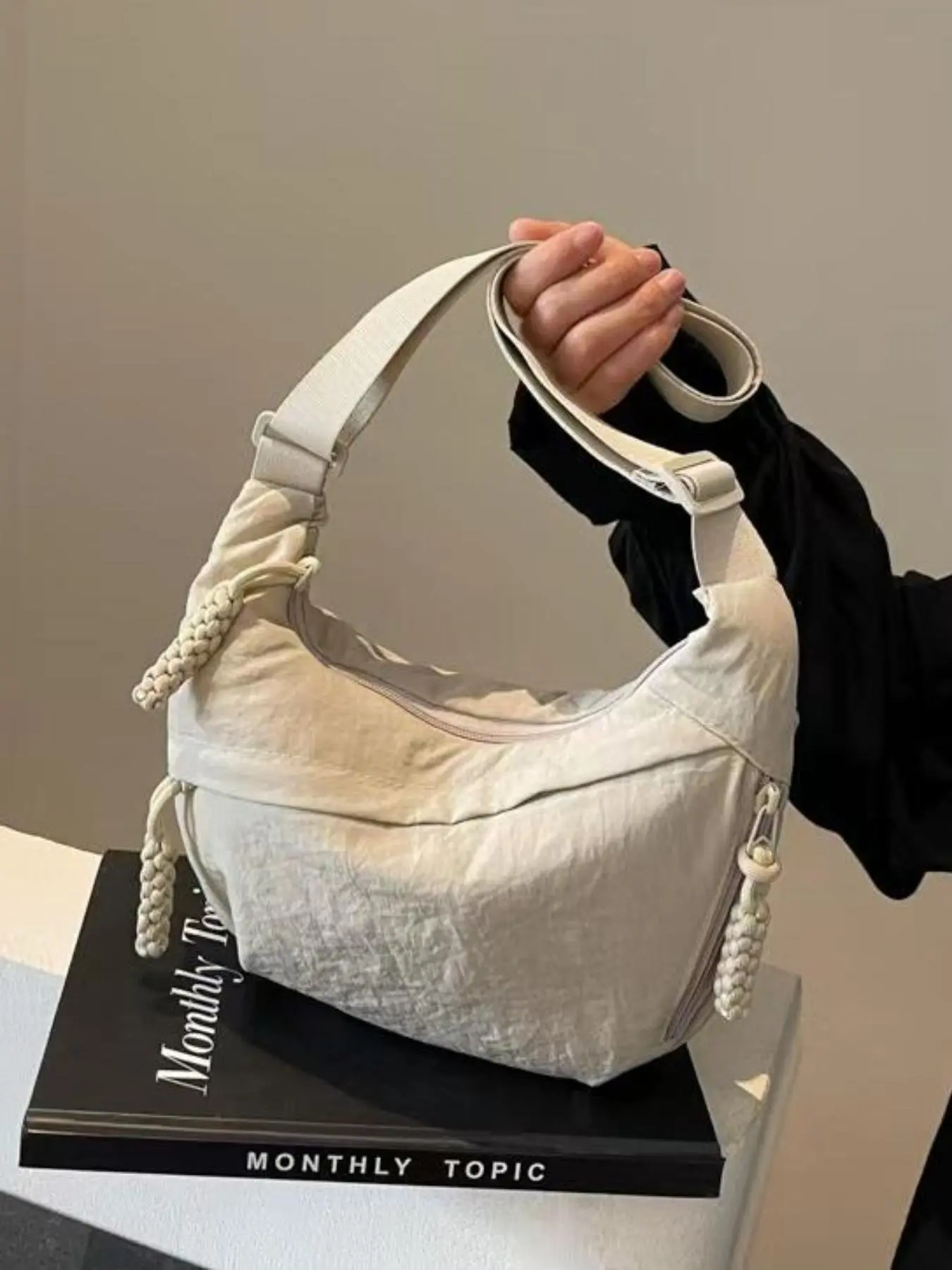 Women's Solid Color Tote Bag, Fashionable Large Capacity Shoulder Bag for Daily Used, Casual Trendy Versatile High-quality Daily Commuting Bag, Girl Fashionable Shopping Bag