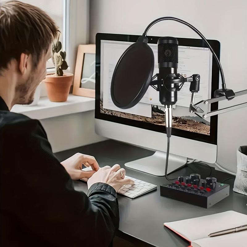 Podcast Equipment Bundle, 1 Box BM-800 Mic Kit with V8 Sound Card, Professional Condenser Studio Microphone for Laptop Computer Vlog Living Broadcast Live Streaming, Stocking Fillers Gift 5