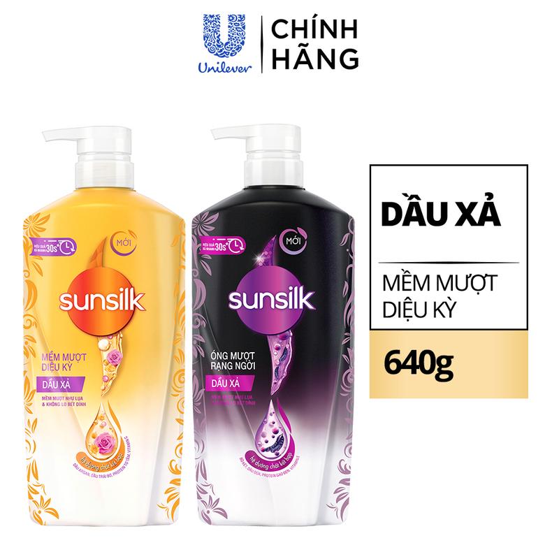   4  Dầu xả Sunsilk với tinh dầu Trái Bơ và dầu Argan hỗ trợ Dưỡng Tóc Chăm Sóc Tóc không xơ rối và bết dính 640g 