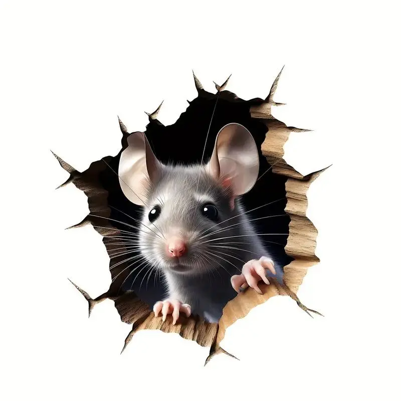 Cute Mouse Hole Wall Decal, Realistic Vinyl Decal, Easy To Peel and Stick, Perfect for Living Room, Bedroom, Kitchen, Bathroom Decoration, Ornaments 4