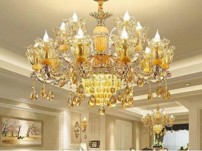 [HÀNG LOẠI CÓ DÂY CÁP TREO AN TOÀN ] Đèn Chùm 15 Tay To MS-KIMCO Chao Đúc, Tay Đúc Đường Kính 95cm Trang Trí Phòng Khách, Nhà Hàng, Quán CaFe, Karaoke[ BẢO HÀNH 10 NĂM]