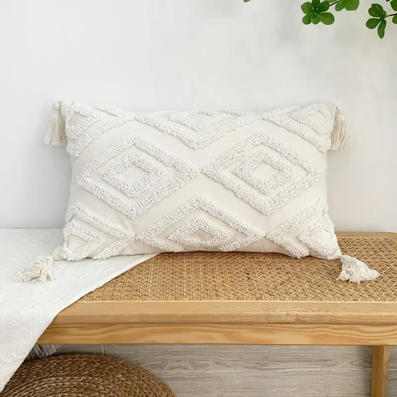 Geometric Pattern Cushion Cover, 1 Count Boho Style Throw Pillow Cover without Pillow Core, Square Pillowcase for Home Sofa & Bed 5