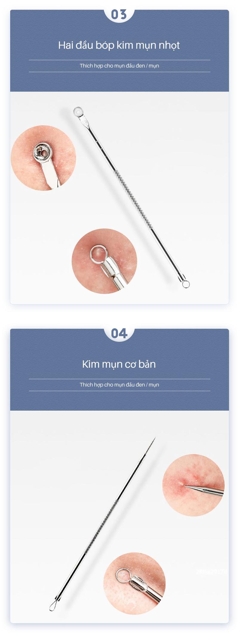 Product Introduction of Bộ Kẹp Thép Không Gỉ, 5 Chiếc, Màu Đen Và Đen, Tiện Lợi, Để Loại Bỏ Mụn Đầu Đen Và Mụn Trứng Cá, Allin 8