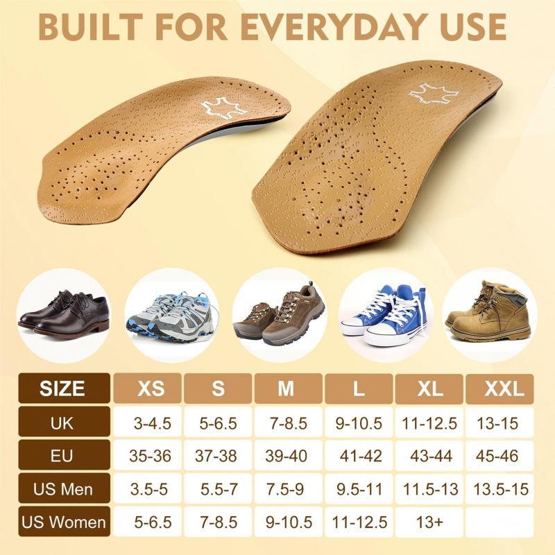 High Arch Support Insoles with Heel Cushion, Shock Absorbing PU Material Breathable Comfortable Latex Metatarsal Pads, Sports Shoe Accessories for Running & Walking 1