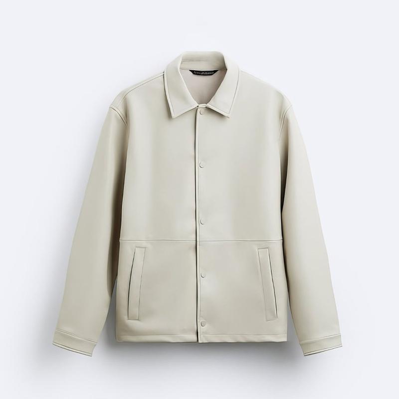  Áo Khoác Jacket Nam Chất Da PU Cổ Bẻ 2 Lớp ATINO L.2.8948 Menswear Nhung Dài Tay aokhoac nam áo bomber Navy áo  khoác 